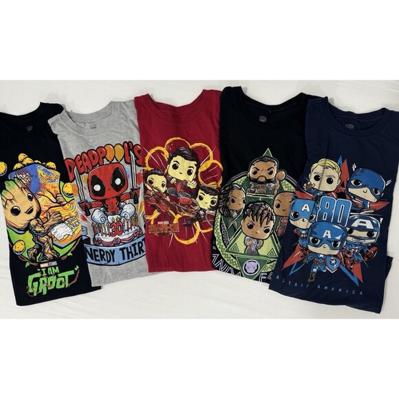 Funko POP! Tee Marvel Bundle Of 5 Tshirts 80th Anniv. Men’s Large - Picture 1 of 7
